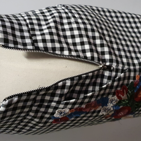 Zara Woman Black White Checked Floral Shorts Size S - Picture 8 of 9